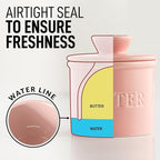 Zulay Kitchen Porcelain Butter Crock With Lid & Knife - Authentic French Butter Dish For Fresh & Spreadable Butter - Pink