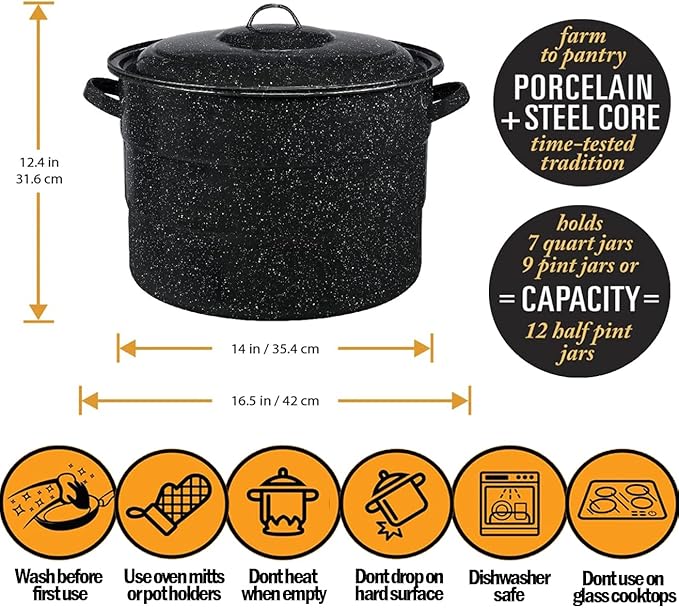 Supa Ant Canning Supplies - Water Bath Canning Pot with Rack & Lid - Starter Kits Set for Beginners - Stainless Steel Water Bath Canner Kit & Rack - Rack, XL Ladle, Measuring Cups, Kitchen Funnel