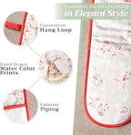 Maison d' Hermine Double Oven Mitt 100% Cotton Heat Resistant Cooking Gloves with Loop, Baking Barbeque, Handling Hot Pan, Mountain Life- Thanksgiving/Christmas (7 Inch x 35 Inch)