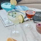 MORA PURE The Remy Coupe - Set of 4, 8oz Handblown Premium Crystal Martini Glasses for Cocktail, Gin & Tonic, Cosmopolitan, Manhattan, Bar, Fancy Mixology, etc. Modern Angle Drinking Glassware