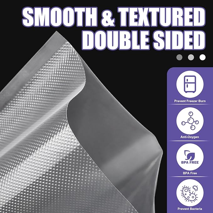 CAREGY Vacuum Sealer Bags 400 Quart 8" x 12" with BPA Free for Food Storage Meal Prep or Sous Vide