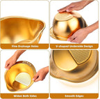 KesaPlan Rice Washer Strainer Bowl, 4-in-1 Washer Bowl Stainless Steel Rice Rinser Strainer Sink Colanders With Side Drainers for Cleaning Fruits, Vegetables, and Beans, Versatile Kitchen Tool