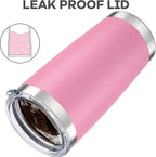 20 oz Tumbler with Lid Stainless Steel Insulated Tumblers Bulk Double Wall Vacuum Cups Powder Coated Travel Mug Keep Drinks Cold and Hot, Pink, 4 Pack