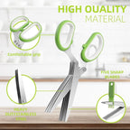 2025 Herb Scissors Set - Classic green 5-Blade Design with Cover and Comb - Skin-Friendly Handle for Comfortable Grip - Dishwasher Safe, Rust-Resistant Stainless Steel for Fresh Herbs