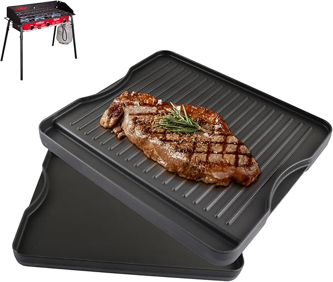DcYourHome Cast Iron Griddle for Camp Chef Explorer 2/3-Burner,Single Burner,3X,2X Stove,Reversible Griddle Pan for All Camp Chef 14" x 16" & Most Cooking Charcoal/Gas/Propane/Electric Grill