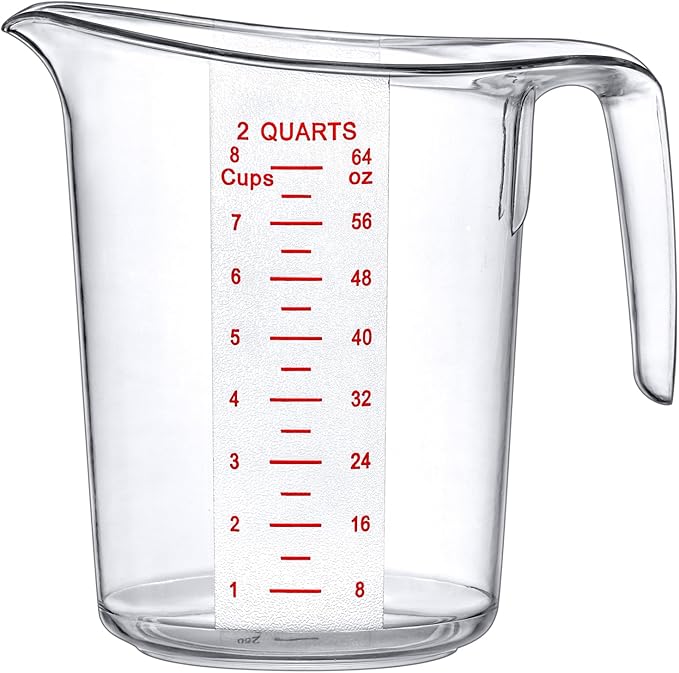 Amazing Abby - Melissa - Unbreakable Plastic Measuring Pitchers (1-Pack), Food-Grade Measuring Jugs, 8-Cup Capacity (2-Quart), Stackable and Dishwasher-Safe, Great for Oil, Vinegar, Flour, More
