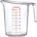 Amazing Abby - Melissa - Unbreakable Plastic Measuring Pitchers (1-Pack), Food-Grade Measuring Jugs, 8-Cup Capacity (2-Quart), Stackable and Dishwasher-Safe, Great for Oil, Vinegar, Flour, More