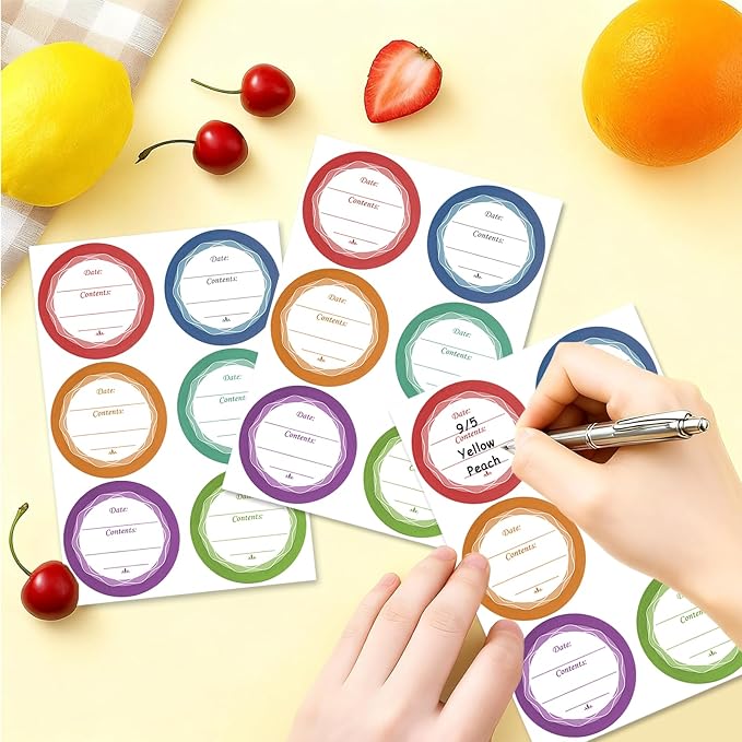 108 PCS Multicolored Mason Jar Label Stickers, Removable Waterproof & Oil Resistant, All-Purpose Adhesive Stickers for Glass Canning Jars, Spice Jars, Jam/Jelly Containers, Kitchen & Home Organization