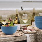 Large Soup Bowl 60 OZ, Wheat Straw Bowl Set of 6, Large Plastic Bowls Rusable, Microwave Safe Big Bowl for Fruit, Salad, Popcorn, Serving Bowls for Kitchen, Picnic, RV - Bule