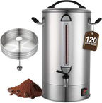 Commercial Coffee Urn 120 Cup Large Coffee Urn 20L Coffee Maker Stainless Steel Double Wall Coffee Percolator 1300W Quick Brew Hot Beverage Dispenser for Events, Offices, Parties, Catering, Gathering