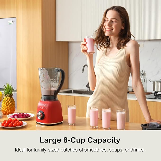 Professional Blender | 8-Cup Big Capacity | Powerful 25,000RPM Motor | Smoothies, Shakes, and Frozen Drinks Blender | BPA-Free & Dishwasher-Safe | Red