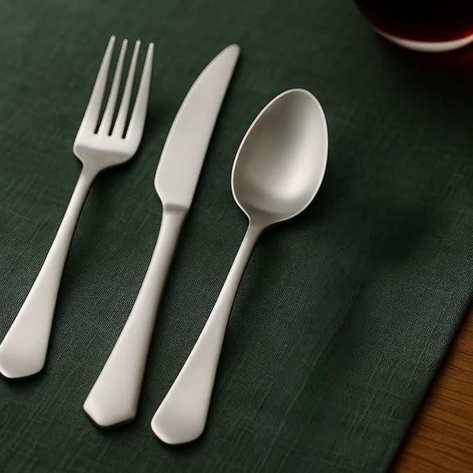 Roberts & Belk 20-Piece Amelia Satin Silverware Set – Flatware for 4 – Satin Matte Stainless Steel Utensils with Knives, Forks & Spoons