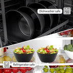 supernal 12PCS Black Wheat Straw Bowls - Unbreakable Reusable Plastic Soup & Cereal Straws Bowls,Fridge and Dishwasher Safe Stackable,Lightweight Black Disposable Bowl for Ramen,Salads and Catering