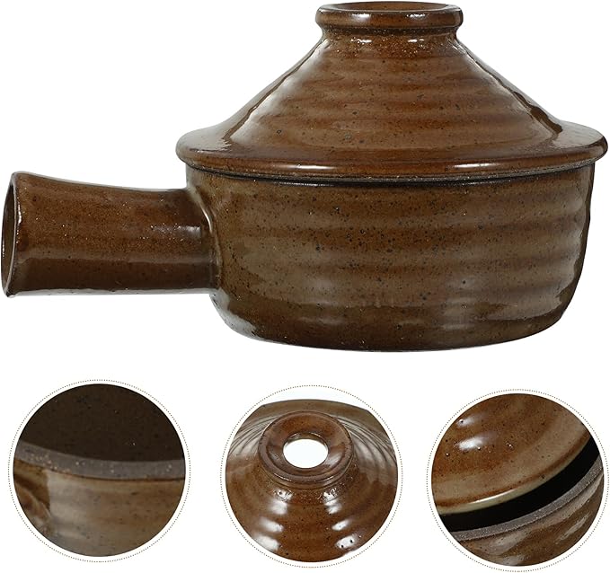 Clay Pot, STOBAZA Casserole with Lid, Clay Cooking Pot Ceramic Saucepan Pot Soup Casserole Pot for Cooking Rice Soup Food Stoneware Bakeware Microwave Oven Safe