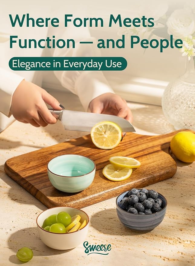 Sweese 4 Oz Porcelain Bowls Set - 6 Pack Mini Dipping Dessert Bowls, Microwave Dishwasher Safe, Multicolor