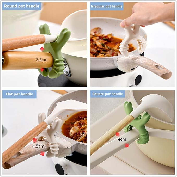 4Pcs Pot Spoon Rest Holder,Spatula Rack,Silicone Crab Pot Lid Support,Multipurpose Fixed Clamp Anti Scalding Universal Essential Accessories for Kitchen Cookware
