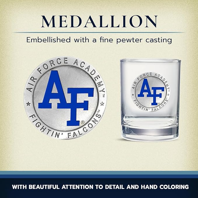 Heritage Pewter US AIR FORCE ACADEMY Double Old Fashion | Double Rocks Glass 14 OZ for Liquor | Expertly Crafted Pewter Glass