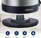 Electric Kettle, 1.7 Liter Stainless Steel Tea Kettle with Blue LED Light, Fast Heating Countertop Tea Maker Hot Water Boiler with Auto Shut-Off & Boil Dry Protection, Black