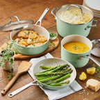 KitchenAid Hard Anodized Ceramic 9-Piece Nonstick Cookware Set – Includes Fry Pans, Saucepan, Stockpot, Durable, Even Heating, Oven Safe to 500°F, Pistachio