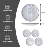 bestone 7.5 Inch Porcelain Salad Plates Set, Porcelain Dessert/Salad Plate，Classic Round with Wide Rim, Lead-Free,Dishwasher, Microwave, Freezer, Oven Safe, for Everyday Use-Set of 4，Grey