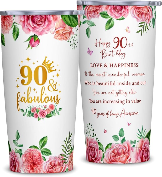 90th Birthday Gifts for Women, Gifts for 90 Year Old Woman, 90th Birthday Ideas, 90 Year Old Bday Gift for Women, 1935 Bday Gift for Woman 20oz Tumbler