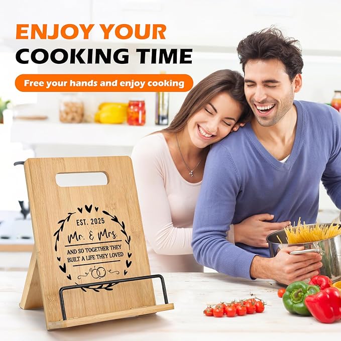 Mr and Mrs Wedding Gifts for Couples 2025, Wedding Gifts for Bride and Groom Cookbook Stand, Gifts for Bridal Shower Engagement Wedding, Mr and Mrs Gifts for Couples Newlyweds Bride to Be