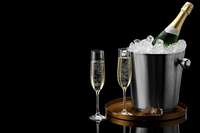 Champagne Glasses | Made in Europe | Set of 4 | Sheer Rim | 7 Fl. Oz. | 100% Lead-Free Crystal | Clear Sparkling Champagne Flutes | Perfect for Special Occasions | Gift Idea