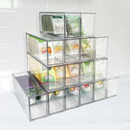 16-Pack Tea Bag Drawers Organizer - 16 Clear Plastic Drawer Tea Bag Holder; Stackable & Portable; Wider Size; Well-Organized Storage for Tea Bags & Kitchen Essentials；High Volume