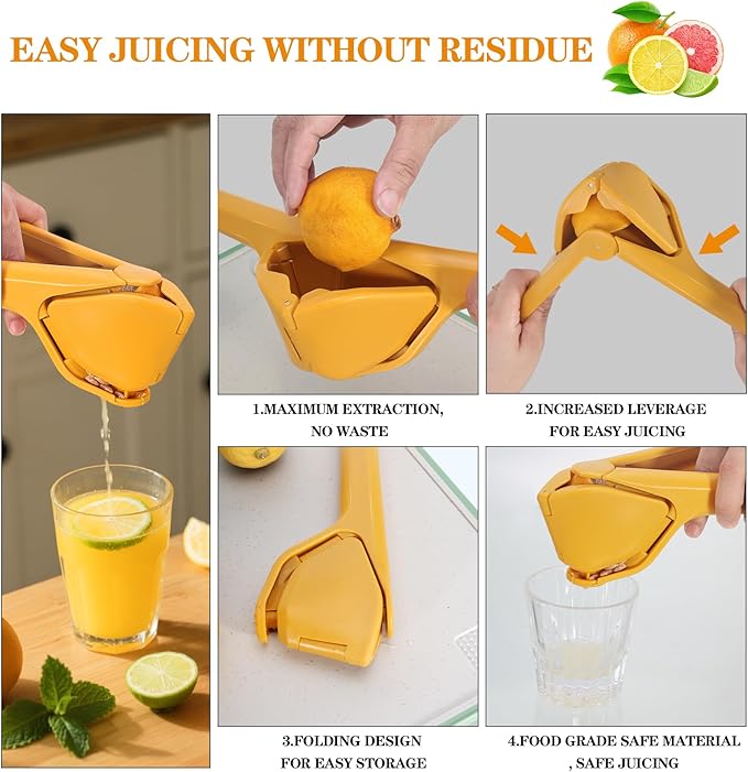 lemon squeezer,Portable Manual Citrus Squeezer Kit With Lime Squeezer,Lemon Slicer and Paring Knife,Easy to Juice Lemons,Limes,Oranges,Tangerines and Other Fruits Kitchen Gadgets.