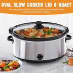 Oval Slow Cooker Lid Large 8 QT Fits for Crock Pot Glass Lids Programmable Slow Cookers SCV800 and Compatible With Hamilton Beach Oval Glass Pot Lid Transparent Cover