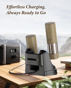 Electric Salt and Pepper Grinder Set - Automatic Refillable Salt and Pepper Grinders with Charging Base & LED Light, 6-Level Adjustable Coarseness with External Dial, Ideal Kitchen Gadget，Brown