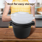 Professional 3 Piece Set Micro Cookware, Microwave Veggie Steamer, Microwave Rice Cooker as Steamer, Mix, Server and Storage Food Bowl BPA Free, Dishwasher Safe, Nestable Storage, Size-1QT, 2QT, 3QT