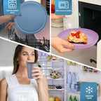 Pastel Plastic Dinnerware Set – 40-Piece Reusable Plates and Bowls Set for 8, Unbreakable Dishes with Cups, Knives, Forks, Spoons for Camping, Picnic, Kids, and Everyday Use