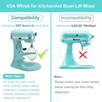 Wire Whip for KitchenAid Stand Mixer, airkitrep K5AWW Whisk Replacement, Stainless Steel 6 Wire Whip Attachment, Balloon Whisk Fit for Kitchen Aid 5 Quart Bowl-Lift, Ideal for Beating Eggs, Cream