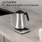 1.0L 1500W Gooseneck Electric Kettle - Stainless Steel Interior - Rapid-Boil - Auto Shut-Off, Boil-Dry Protection, Temperature Control, LED Indicator - Silver by The Display Guys