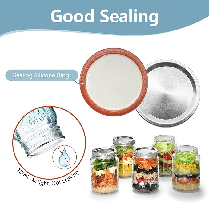 200 Pcs Regular Mouth Canining Lids Bulk (70 MM/2.76 Inch), Leak Proof Split-Type Metal Canning Jar Lids for Ball/Kerr Jar, Food Grade Material, 100% Fit & Airtight for Regular Mouth Mason Lids