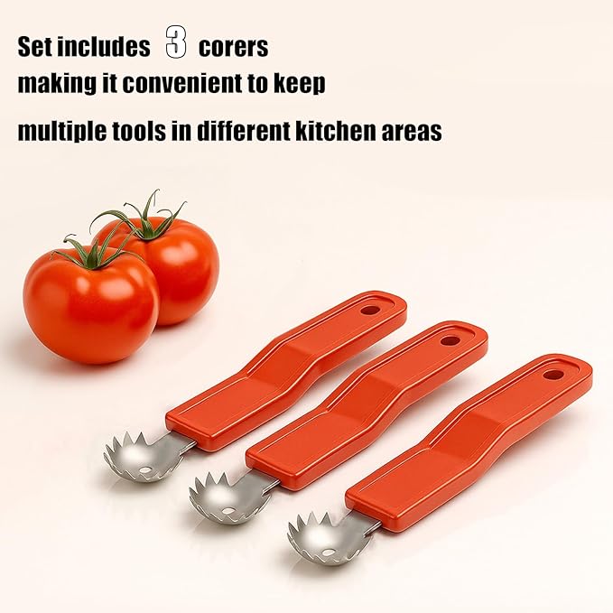 Strawberry Tomato Corer Huller Stem Remover, Kitchen Food Prep Tool, 3 Pack