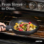 JEETEE Pots and Pans Set Non Stick 17pcs, Kitchen Cookware Sets with Detachable Handle, Induction Nonstick Cookware Set with Removable Handle, Stackable RV Cookware, Oven Safe, PFAS/PFOA Free, Black