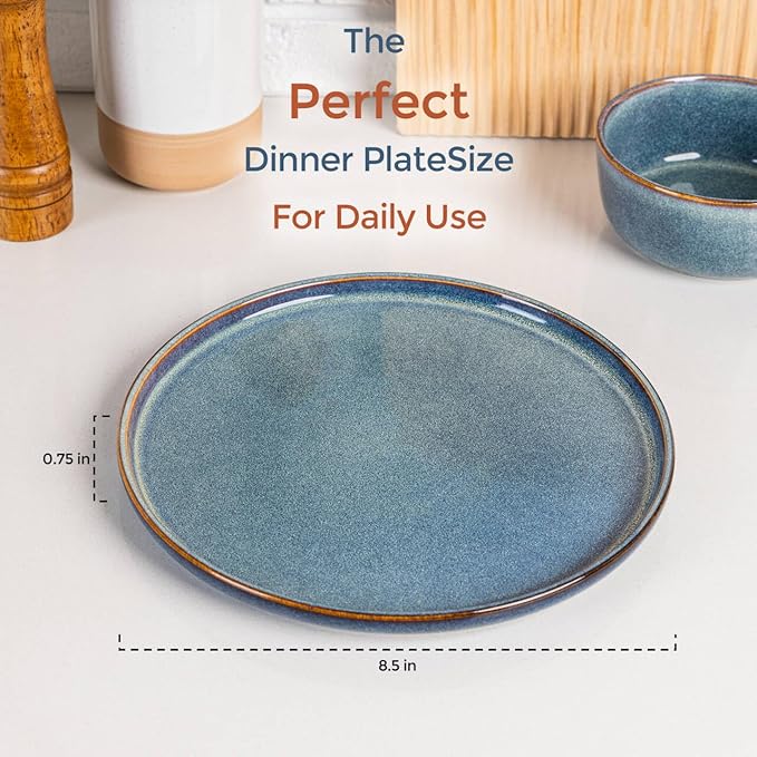 AmorArc Dinner Plates Set of 6, 10.5 Inch Reactive Glaze Ceramic Plates Set, Microwave, Dishwasher Safe, Scratch Resistant, Modern Large Dinnerware Dishes Set Kitchen Stoneware Plates