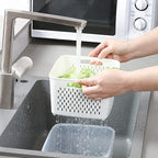 3Pack Fridge Food Storage Container Set with Lids with Strainer, Fruit Vegetable Storage Containers Keep Fruits, Vegetables, Berry, Meat Fresh longer, BPA-Free Plastic Produce Keepers