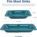 BLUE GINKGO Sink Colander Baskets - (Pack of 2) Wash Vegetables and Fruits, Drain Cooked Pasta and Dry Dishes - Extendable - New Home Kitchen Essentials (2 Teal)