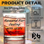 kunlisa Funny Sarcastic Gifts for Coworkers Whiskey Glasses, Office Humor Gifts, Funny 10 oz Drinking Rocks Glasses for Women Men Whisky Cocktail Scotch Bourbon Liquor