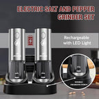 [Upgraded Larger Capacity] Electric Salt and Pepper Grinder Set with USB Charging Base, 95ml Large Capacity, Adjustable Coarseness,Stainless Steel Automatic Pepper Mill (Upgraded Capacity-A)