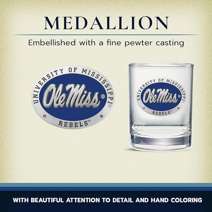 Heritage Pewter Mississippi Double Old Fashion Ole Miss | Double Rocks Glass 14 OZ for Liquor | Expertly Crafted Pewter Glass