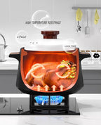 Ceramic Casserole/Clay Pot, 3L, Black, Nonstick, Heat Resistant, With Stainless Steel Lid