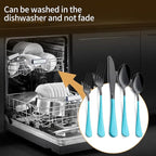 20-Piece Black and Lake Blue Silverware Set 18/0 Stainless Steel Silverware Set Lake Blue Handle Cutlery Set Service for 4 Dinner Knives Forks Spoons Set Flatware Set Finish Dishwasher Safe