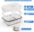19 PCS Vacuum Sealer, Handheld Manual Vcuum Pump For Borosilicate Glass Vacuum Storage Containers [4PCS, 21Oz] & 10 PCS Vacuum Bags[8.5Cups], Meal Prep Containers, Airtight Food Storage Containers