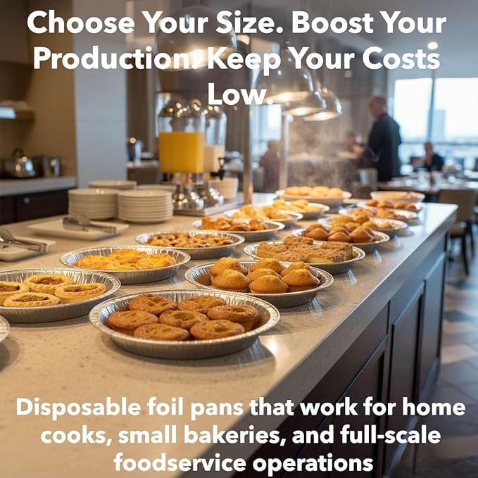 1000-Pack 9" Foil Pie Pans - Medium 1" Depth Disposable Aluminum Pie & Tart Pans with Full Curl Rim - For Bulk Baking, Portion Prep, To-Go Meals, Market Stands & Foodservice Lines