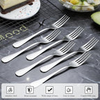 Berglander Salad Forks Set 24pcs, Stainless Steel 7.28" Dessert Forks, Flatware Silverware Fork for Home Kitchen, Restaurant, Hotel, Dishwasher Safe