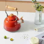 ROCKURWOK Tea Kettle, Tea Pot with Cool Touch Ergonomic Handle, Teapot Food Grade Stainless Steel, Tea Kettle Stovetop, Kettle Teapot, Whistling Tea Kettle, Small Tea Pot, 1.6 Quart (Red)